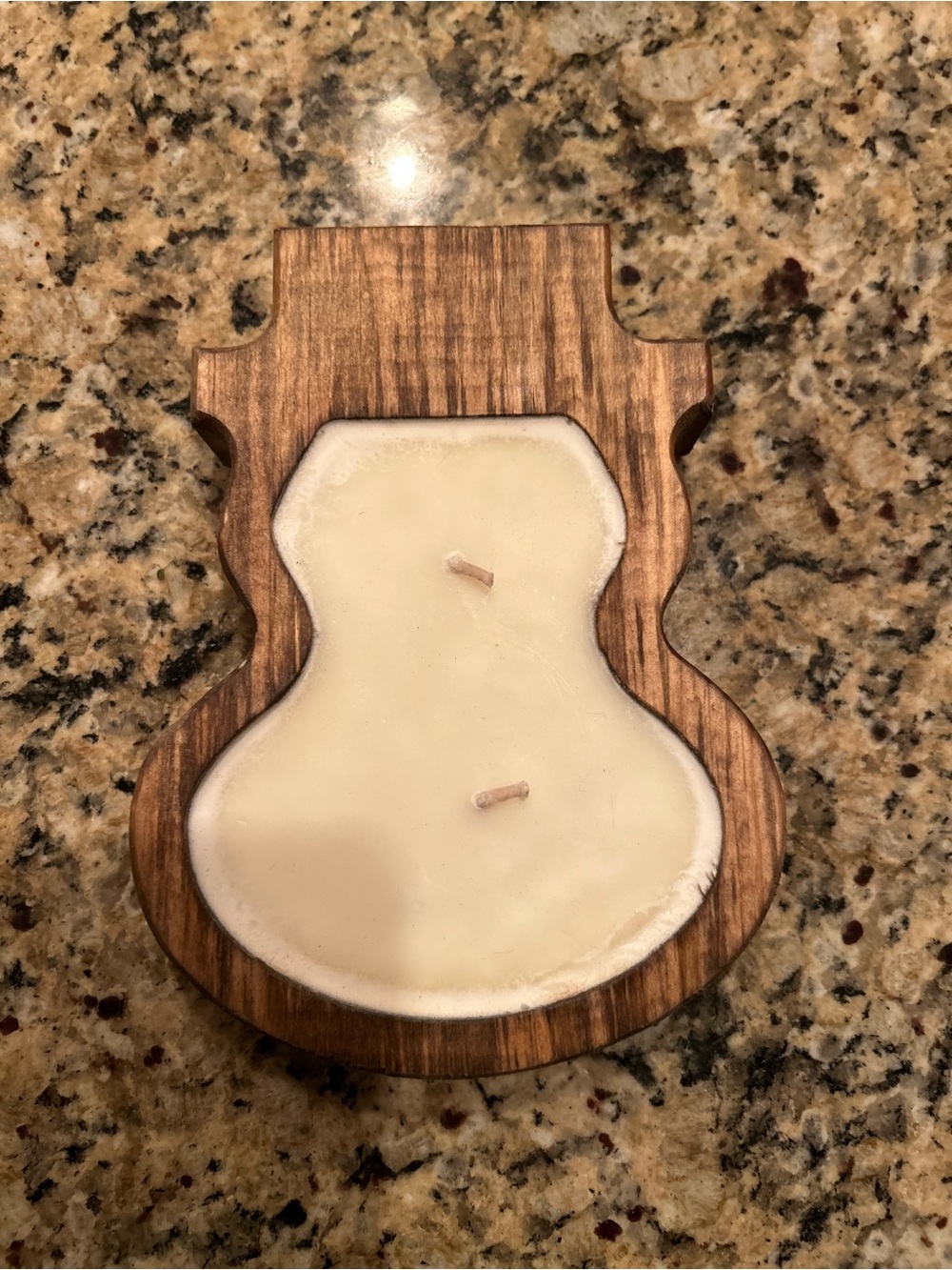 Cream Scented Candle in Wood Holder 7 1/2 in tall
